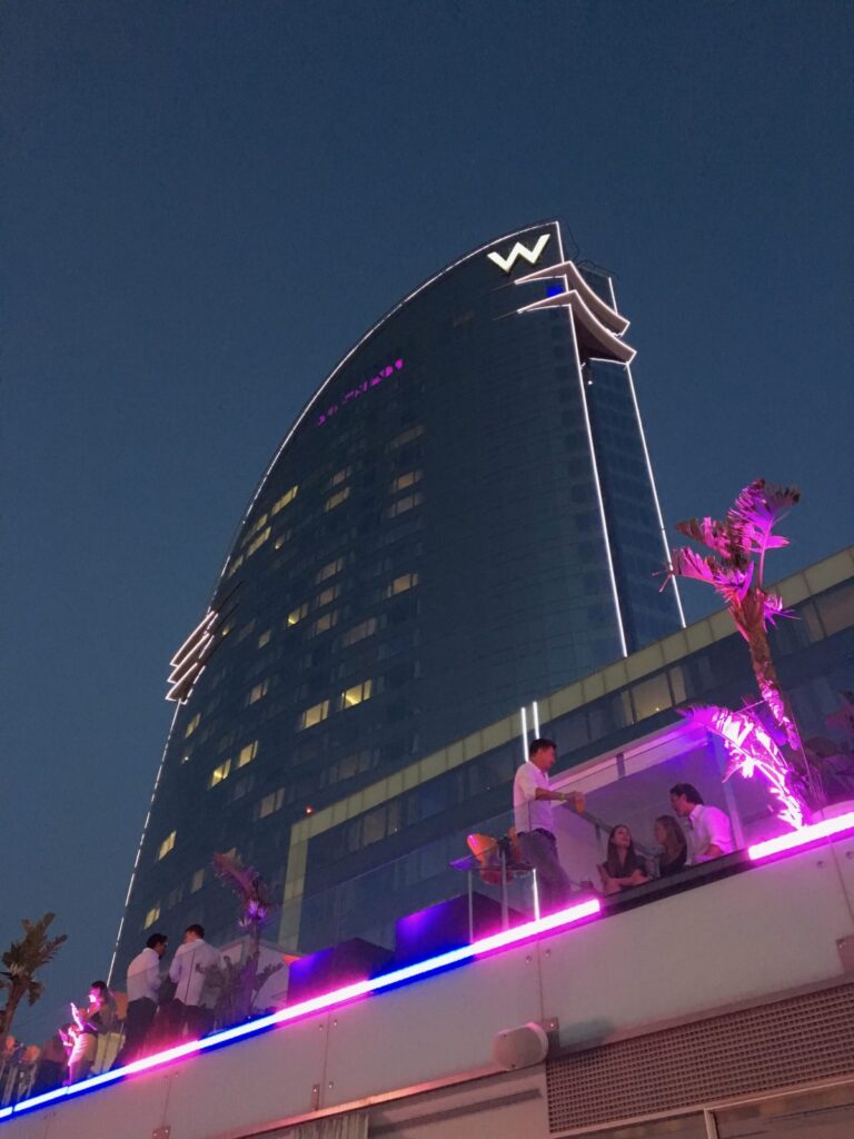 w hotel barcelona wet deck at night