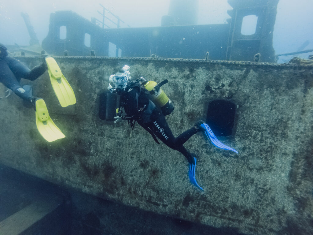 um el faroud wreck with scuba divers