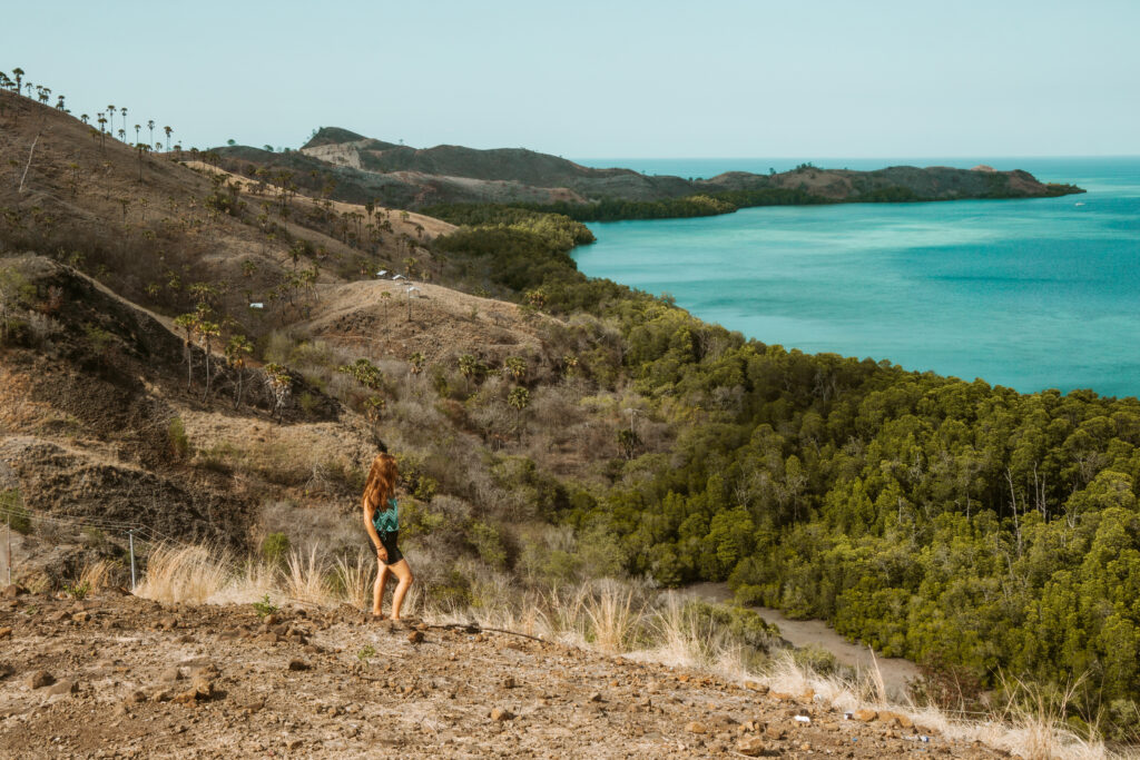 viewpoint in labuan bajo indonesia with woman