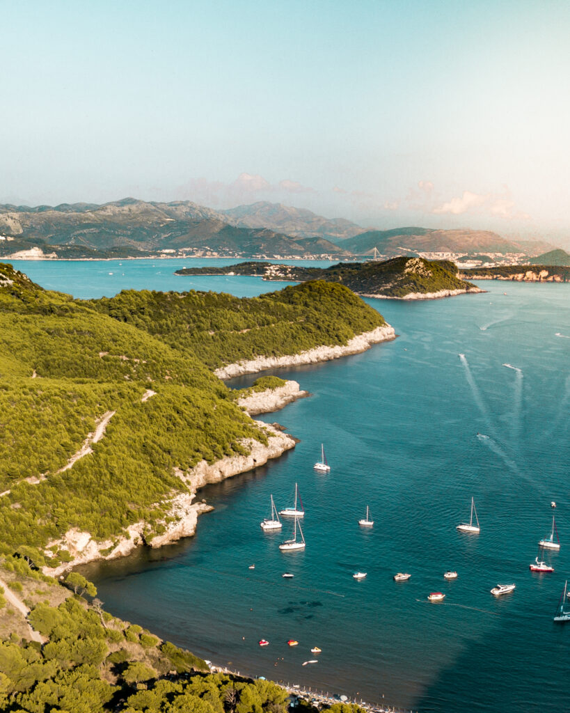 lopud island coastline from above drone